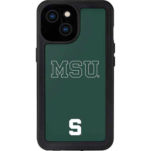 Michigan State University MSU Letters iPhone 15 Waterproof Case
